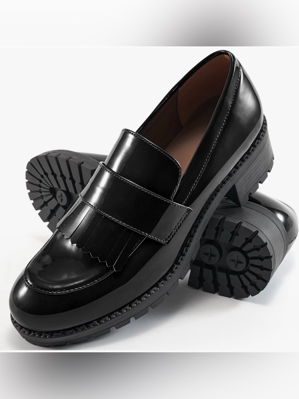 Womens Loafers Platform Chunky Penny Lug Sole Comfort Slip on Casual Fashion Bus